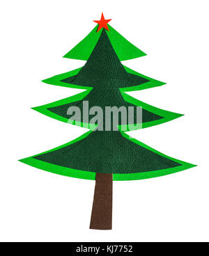 Weihnachten Pine Tree aus Papier. Isolierte origami Weihnachtsbaum auf Weiß Stockfoto