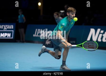 19. November 2017. David Goffin (Bel) in Aktion beim Nitto ATP Tennis Finale in der O2. Kredit: Malcolm Park/Alamy Stockfoto