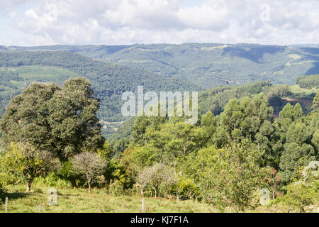 Das Tal und die Berge in Nova Petropolis, Rio Grande do Sul, Brasilien Stockfoto