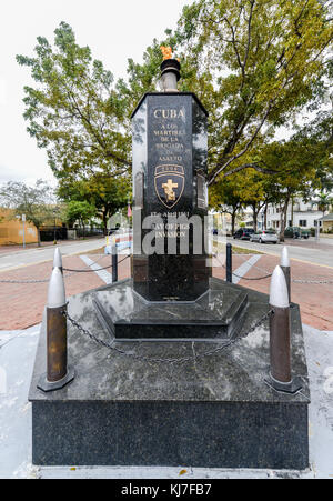 Invasion in der Schweinebucht Denkmal, Little Havana, Miami, Florida. Gedenken an die Märtyrer, die in den Angriff am 17. April 1961 starb. Stockfoto