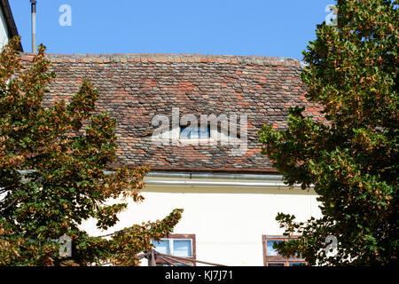 Sibiu Auge, ein kleines Auge geformt Dachfenster in die Dächer von verschiedenen Gebäuden, wie die Stadt Augen in Hermannstadt, Rumänien bekannt. Stockfoto