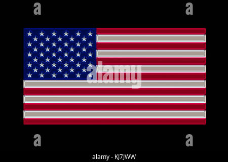 Fantastische abstrakte illustrierte USA-Flagge Glas Objekt Stockfoto