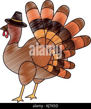 Die Türkei von Thanksgiving Dinner und essen Thema isolierte Design Vector Illustration Stock Vektor