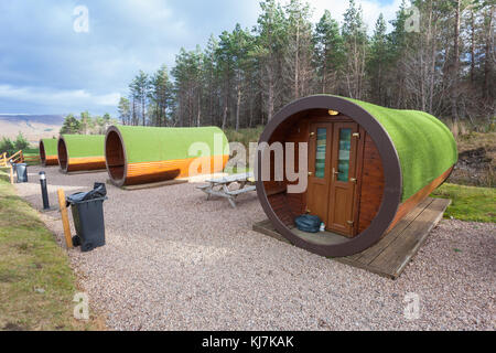 Urlaub Pods oder Hütten, Glencoe, Schottland Großbritannien Stockfoto