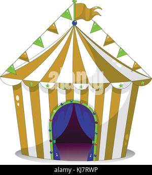 Abbildung: Ein großes Zirkuszelt auf weißem Hintergrund Stock Vektor