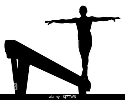 Schwebebalken Mädchen Turnerin in der künstlerischen Gymnastik Vector Illustration
