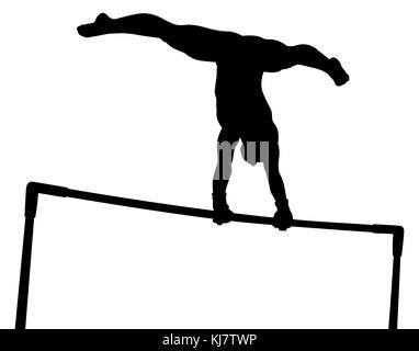 Stufenbarren Mädchen Turnerin in der künstlerischen Gymnastik schwarze Silhouette