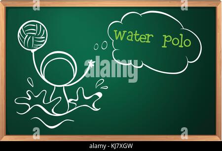 Abbildung: eine Tafel mit einer Skizze einer Person spielen Wasserball auf weißem Hintergrund Stock Vektor