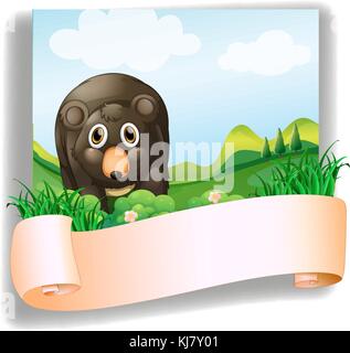Abbildung: Eine leere Beschilderung mit einem Big Bear auf der Rückseite auf weißem Hintergrund Stock Vektor