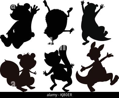 Darstellung der Schattierte Zeichnungen von Tieren auf weißem Hintergrund Stock Vektor