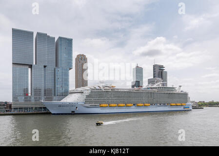 Rotterdam, Niederlande - 24. Mai 2016: Das größte Kreuzfahrtschiff der Welt Harmonie der Meere an der Wilhelminapier in Rotterdam vertäut am 2. Mai Stockfoto