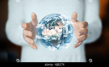 Welt auf Händen, Umwelt Stockfoto
