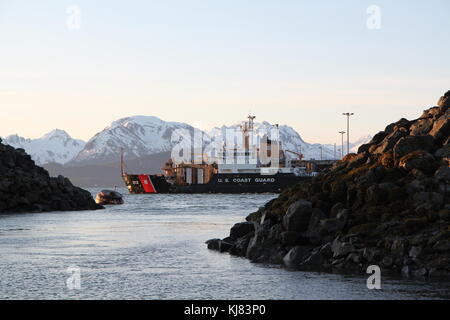 US Coast Guard Vessel angedockt bei Homer, Alaska Stockfoto