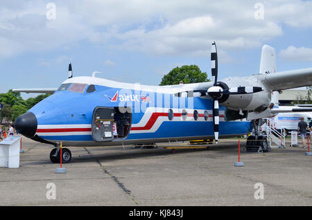 Handley Page HPR 7 Dart Herald, Air UK Farben, Duxford, England. Stockfoto