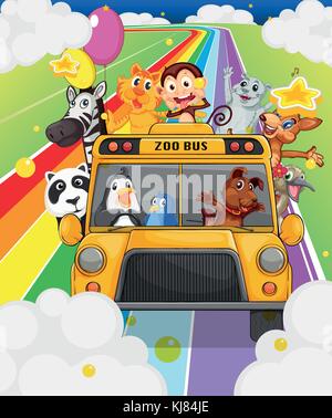 Abbildung: ein Zoo Bus voller Tiere Stock Vektor