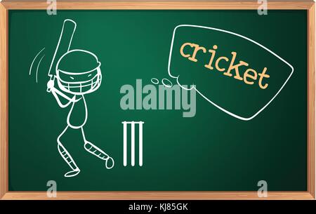 Abbildung: ein Board mit einem Cricket Spieler auf weißem Hintergrund Stock Vektor