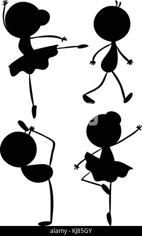 Abbildung: die Silhouetten, ein Mädchen und ein Junge Tanz auf dem weißen Hintergrund Stock Vektor