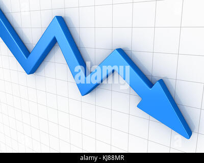 Business Pfeil Graph, Dies ist eine 3D-gerenderte Computer generierten Bildes. Auf Weiß isoliert. Stockfoto