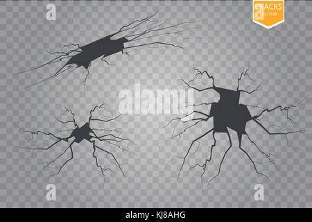 Der Vektor Risse auf transparentem Hintergrund isoliert. Stock Vektor