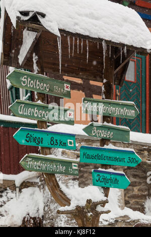 Güntersberge Wegweiser Harzklub Stockfoto