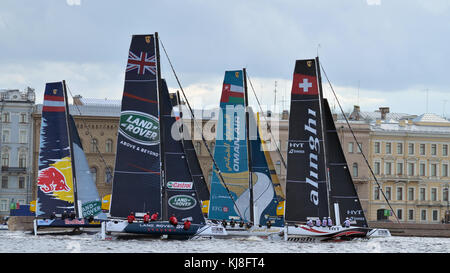 02.09.2016. Russland. saint-petersburg. Sportler aus verschiedenen Ländern nahmen an Wettkämpfen auf der Yachten. Stockfoto