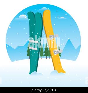 Winter Sport Ski- und Snowboardausrüstung Vector Illustration graphic design Stock Vektor