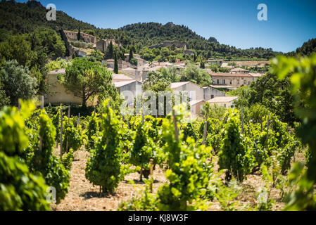 Historische Dorf Gigondas, Côtes du Rhône, Provence, Frankreich Stockfoto