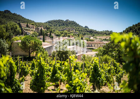 Historische Dorf Gigondas, Côtes du Rhône, Provence, Frankreich Stockfoto