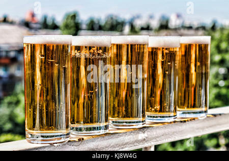 Basteln Sie ein Bier in einen Krug und ein Glas. Sommer. Nach oben Schließen Stockfoto