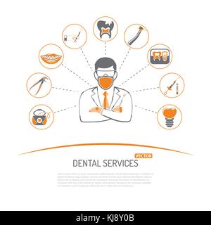 Zahnmedizinische Dienstleistungen und Stomatologie Infografiken Stock Vektor