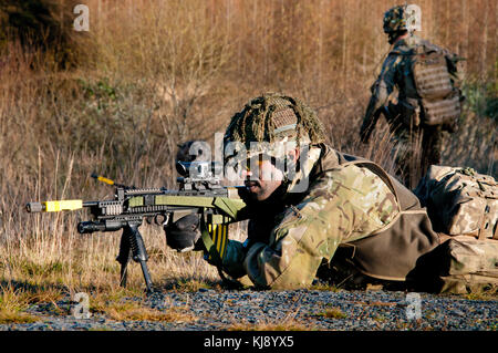 Ein Soldat aus der dritten Bataillon die Waffen während einer Übung in Großbritannien Stockfoto