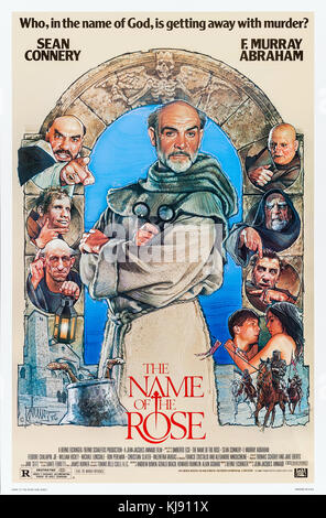 Der Name der Rose (1986) unter der Regie von Jean-Jacques Annaud mit Sean Connery, Christian Slater, F.Murray Abraham, und Valentina Vargas. Verfilmung von Umberto Ecos Roman über einen Mord im 14. Jahrhundert Benediktinerabtei. Stockfoto