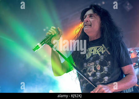 Dänemark, Kopenhagen - 6. März 2017. Die amerikanische Thrash Metal Band Anthrax spielt ein Live-Konzert im Amager Bio in Kopenhagen. Hier ist Sänger Joey Belladonna live auf der Bühne zu sehen. (Foto: Gonzales Photo - Thomas Rasmussen). Stockfoto