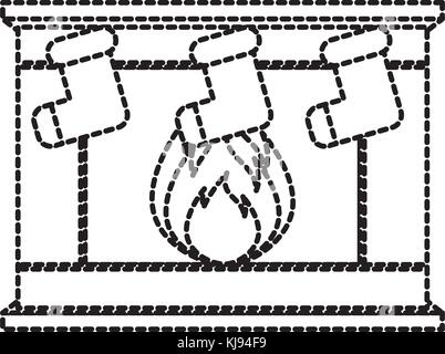 Stein Steine home Familie Kamin weihnachten Feuerstelle mit brennenden Feuer Stock Vektor