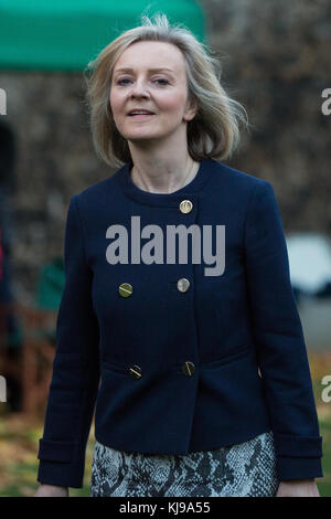 London, Großbritannien. 22. November 2017. Liz truss mp, Chief Secretary, Schatzamt, Blätter College Green, nachdem durch die Medien über Bundeskanzler der Schatzkanzler Philip Hammond budget Ankündigung interviewt. Credit: Mark kerrison/alamy leben Nachrichten Stockfoto