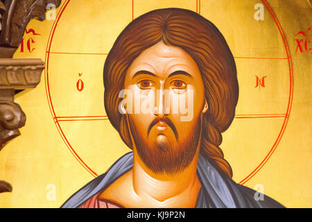 Ein Symbol für Jesus Christus, der Herrscher der Welt "Pantokrator" in der orthodoxe Kapelle auf dem Brüsseler Flughafen Zaventem. Stockfoto