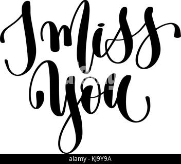 Ich vermisse dich Hand Beschriftung Beschriftung Stock Vektor
