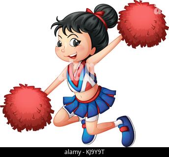 Abbildung: die Cheerleader tanzen auf weißem Hintergrund Stock Vektor