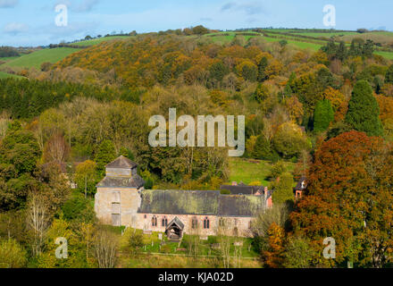 Die Marienkirche im Dorf Hopesay, in der Nähe von Craven Arms, Shropshire, England, UK. Stockfoto