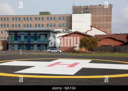 Der hubschrauberlandeplatz am nhs Royal shrewsbury Hospital, ein Krankenhaus Stockfoto