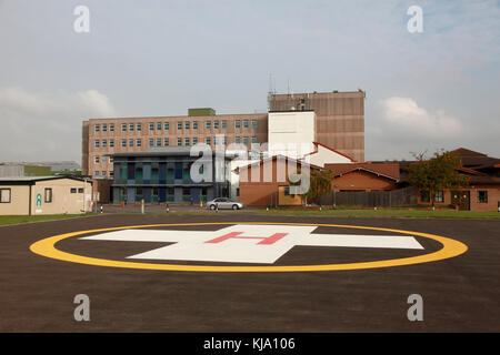 Der hubschrauberlandeplatz am nhs Royal shrewsbury Hospital, ein Krankenhaus Stockfoto