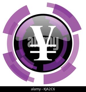 Yen rosa violett modern Design vector Web und Smartphone Symbol. runde Schaltfläche in der Eps 10 auf weißem Hintergrund. Stock Vektor
