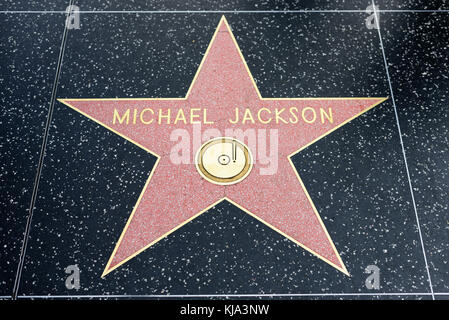 HOLLYWOOD, CA - DEZEMBER 06: Michael Jackson Star auf dem Hollywood Walk of Fame in Hollywood, Kalifornien am 6. Dezember 2016. Stockfoto