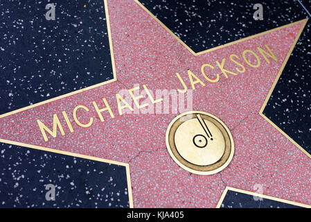 HOLLYWOOD, CA - DEZEMBER 06: Michael Jackson Star auf dem Hollywood Walk of Fame in Hollywood, Kalifornien am 6. Dezember 2016. Stockfoto