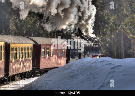 Harzer Schmalspurbahnen Selketalbahn im Winter Stockfoto