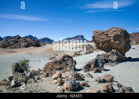 Mondlandschaft im Parque Nacional de Las Canadas del Teide Nationalpark und UNESCO-Weltkulturerbe, Teneriffa, Kanarische Inseln, Spanien Stockfoto