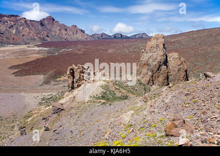 Aussichtspunkt an Roques de Garcia, Blick über Kanada, Teide Nationalpark, UNESCO-Weltkulturerbe, Teneriffa, Kanarische Inseln, Spanien Stockfoto