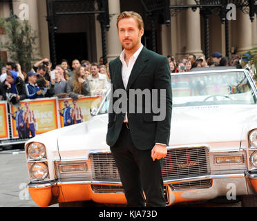 LONDON, ENGLAND - MAI 19: (KEIN FRANKREICH, KEIN Großbritannien) Ryan Gosling kommt zur UK Premiere von "The Nice Guys" am Odeon Leicester Square am 19. Mai 2016 in London, England. Personen: Ryan Gosling Stockfoto