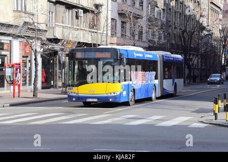 Solaris Urbino 18 öffentlichen Bus in Belgrad, Serbien Stockfoto