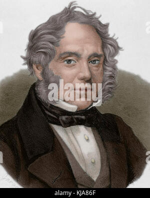 Henry John Temple, 3. Viscount Palmerston (1784-1865). Britischer Staatsmann. Er war zweimal Premierminister des Vereinigten Königreichs. Porträt. Gravur. Farbige. Stockfoto